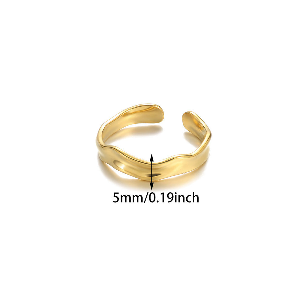 Geometric Line-cut Hollow Mens And Womens Ring