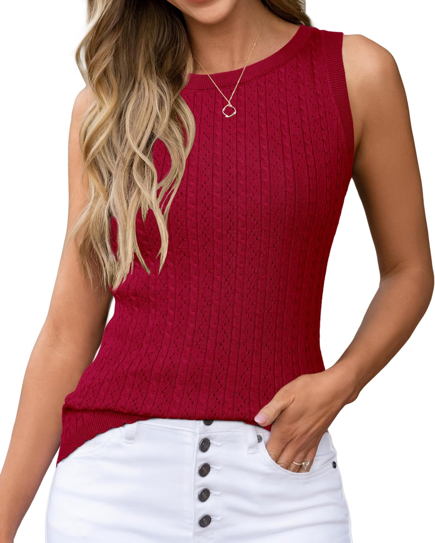 Arach&Cloz Women's Wool Blend Sweaters Non See Through Summer Business Casual Tank 2026