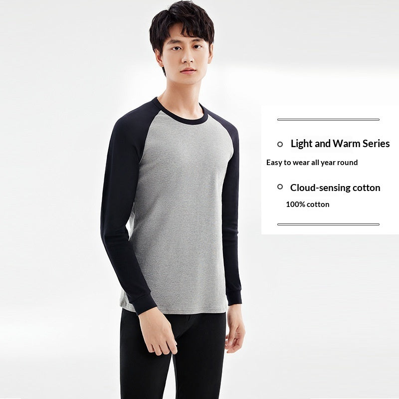 100 Cotton Antibacterial Autumn Top And Bottom Set Mens Thermal Underwear