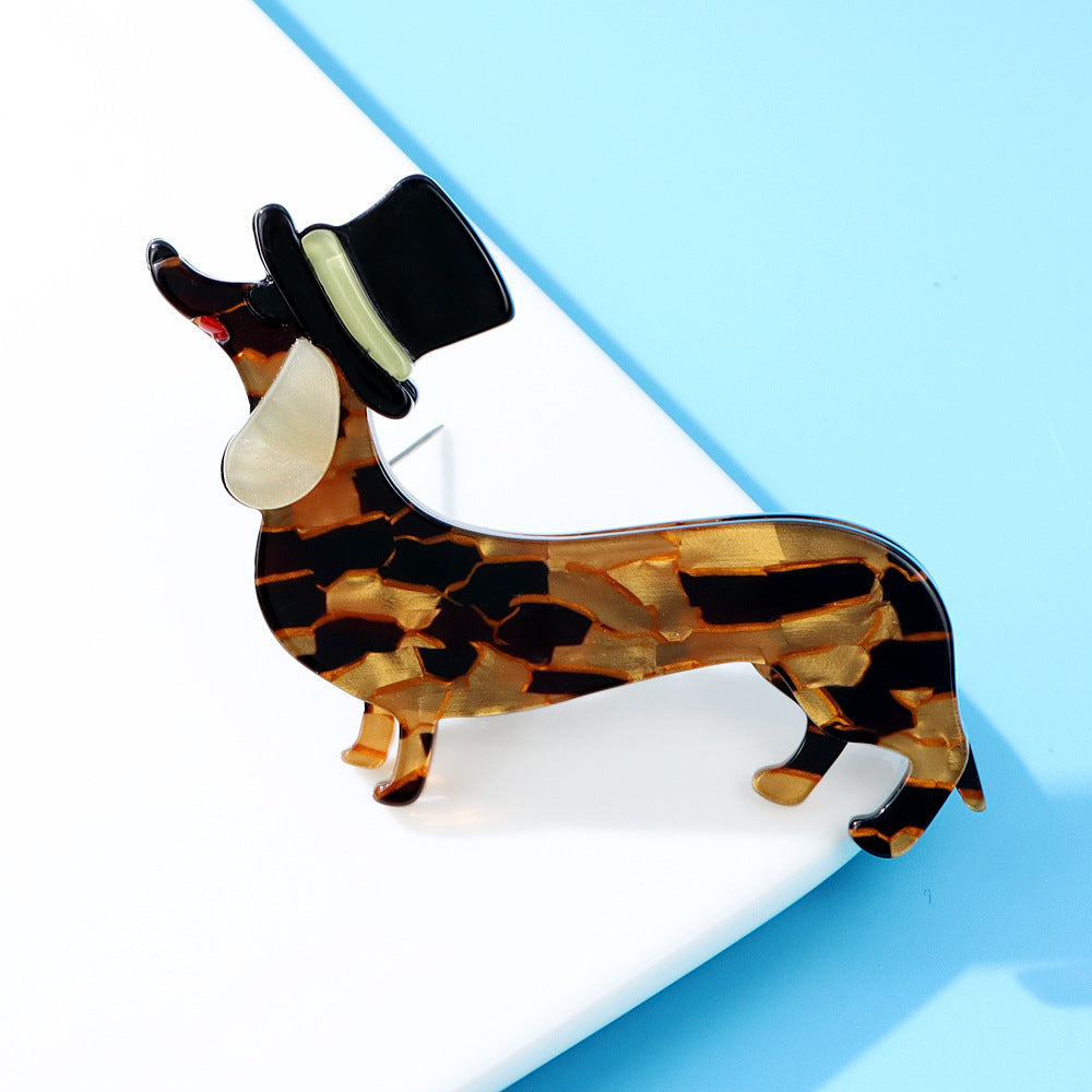 Fashion Acrylic Acetate Dachshund Dog Brooch