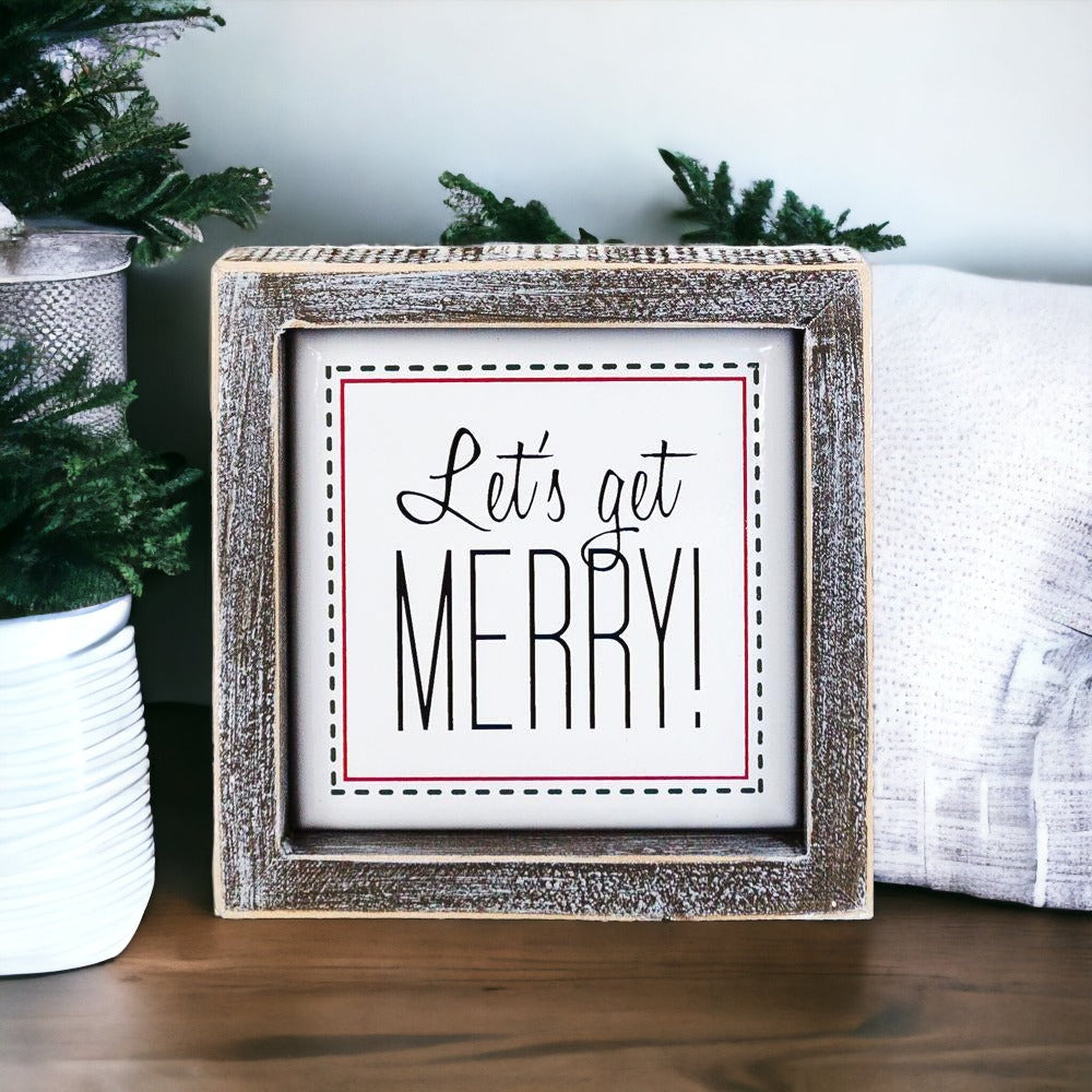Panneau Joyeux Noël de 12,7 cm - Décoration Festive en Bois à Suspendre Plaque Murale pour Cheminée de Noël