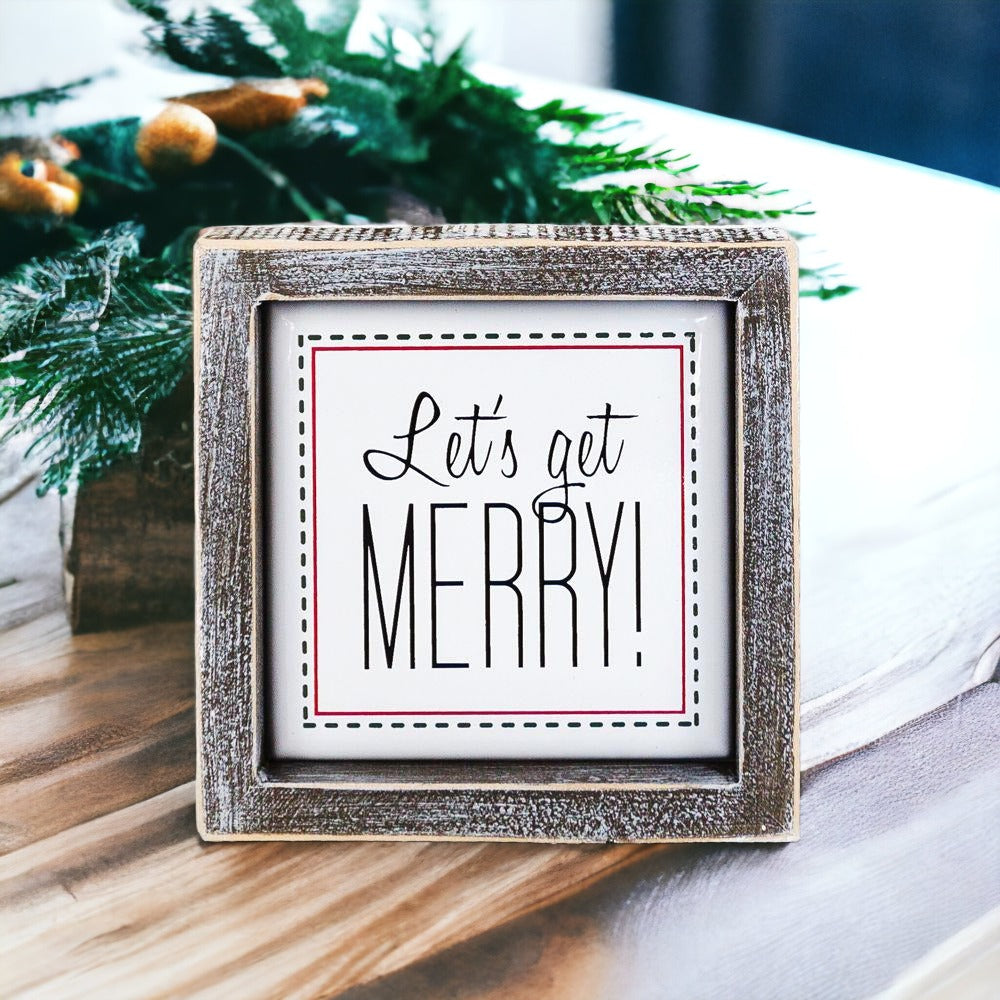 Panneau Joyeux Noël de 12,7 cm - Décoration Festive en Bois à Suspendre Plaque Murale pour Cheminée de Noël