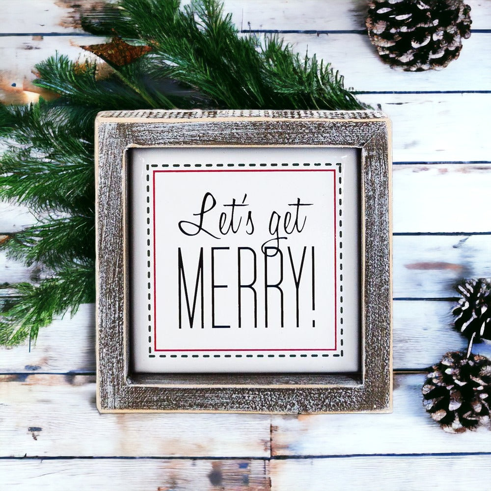 Panneau Joyeux Noël de 12,7 cm - Décoration Festive en Bois à Suspendre Plaque Murale pour Cheminée de Noël