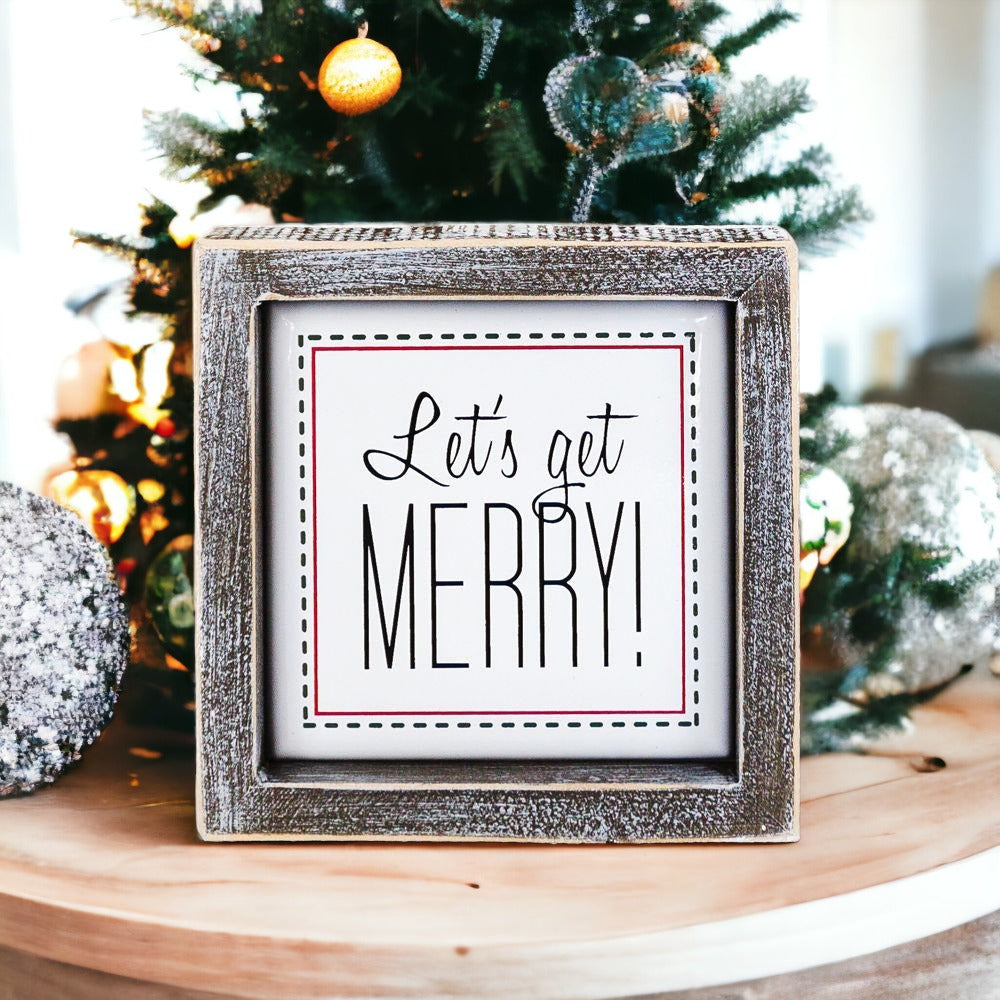 Panneau Joyeux Noël de 12,7 cm - Décoration Festive en Bois à Suspendre Plaque Murale pour Cheminée de Noël