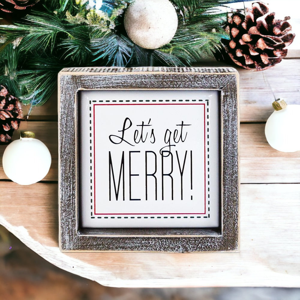 Panneau Joyeux Noël de 12,7 cm - Décoration Festive en Bois à Suspendre Plaque Murale pour Cheminée de Noël