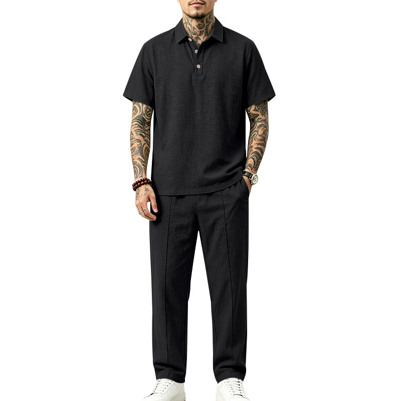 Mens Loose-fitting Top And Trousers Set