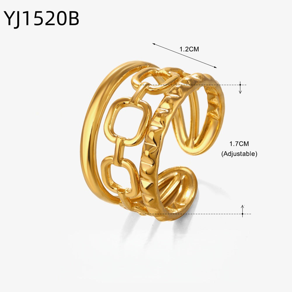 Irregular Geometric Stainless Steel Ring