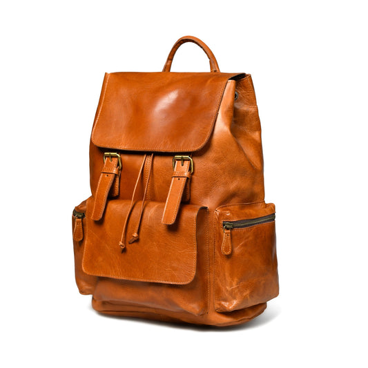 Sac à dos en cuir Vortex : marron clair
