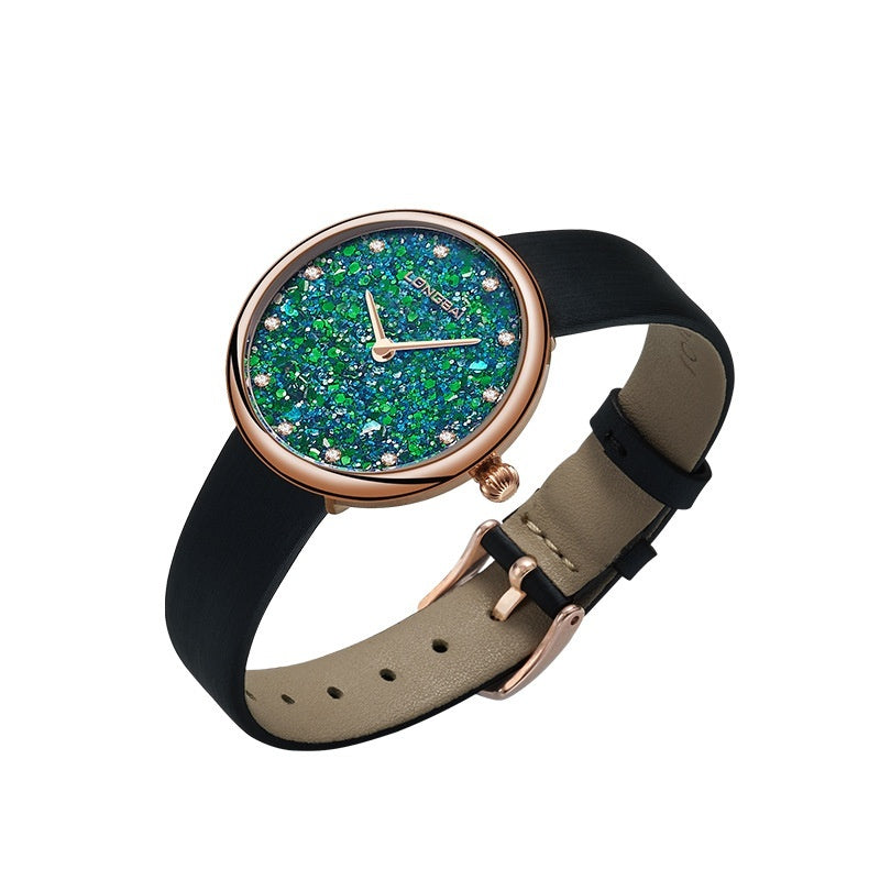 Simple Natural Sapphire Diamond Women's Watch