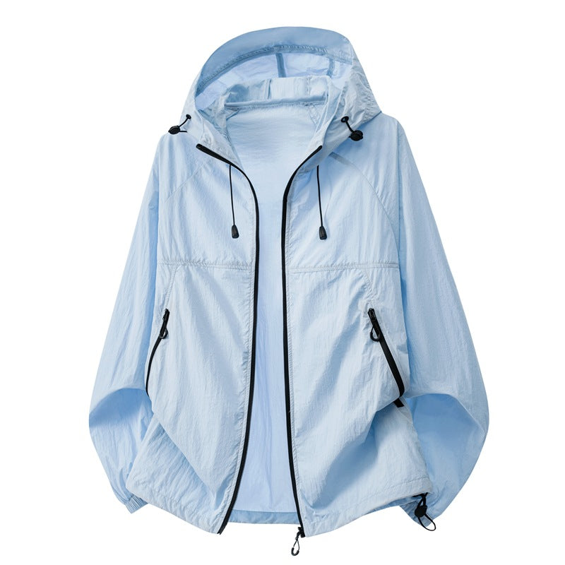 Mens Summer Hooded Sun-Protective Lightweight Jacket