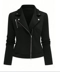 Women's Oblique Zipper Fastener Decoration Slim Casual Jacket