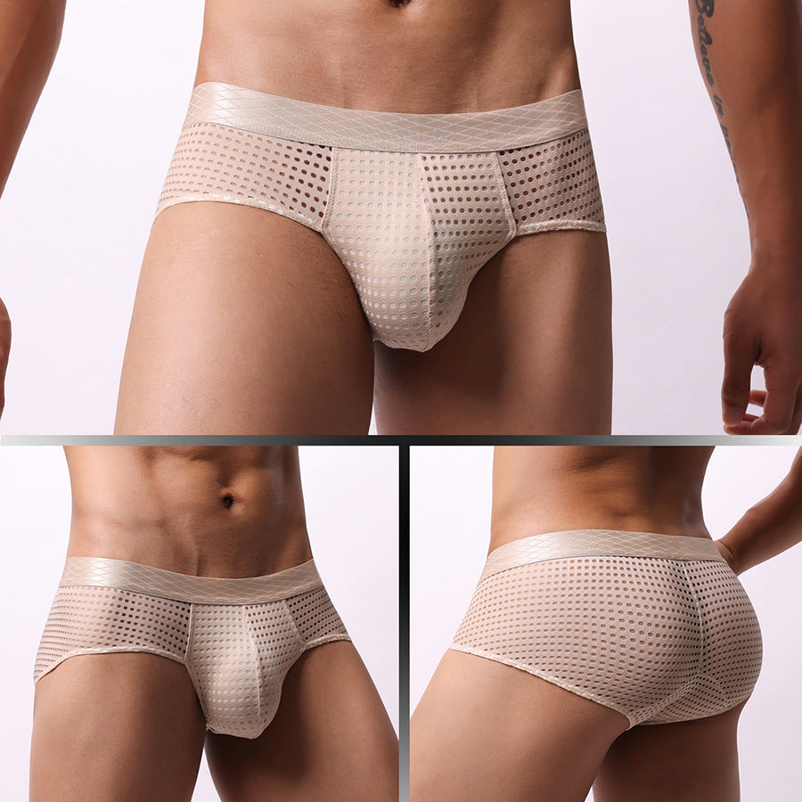 Men's Large Mesh Low Waist Wide Belt Briefs