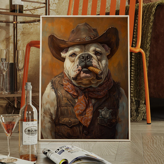 Bulldog-Sheriff mit Zigarre und bösem Blick