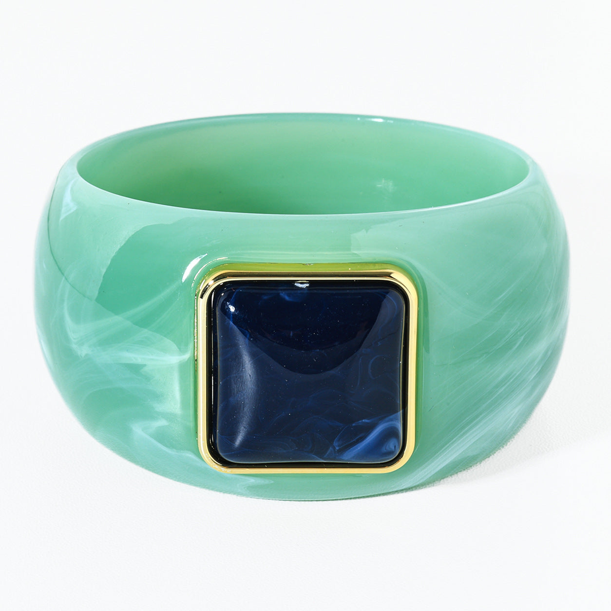 Retro Ombre Gold-Edged Square Resin Bracelet
