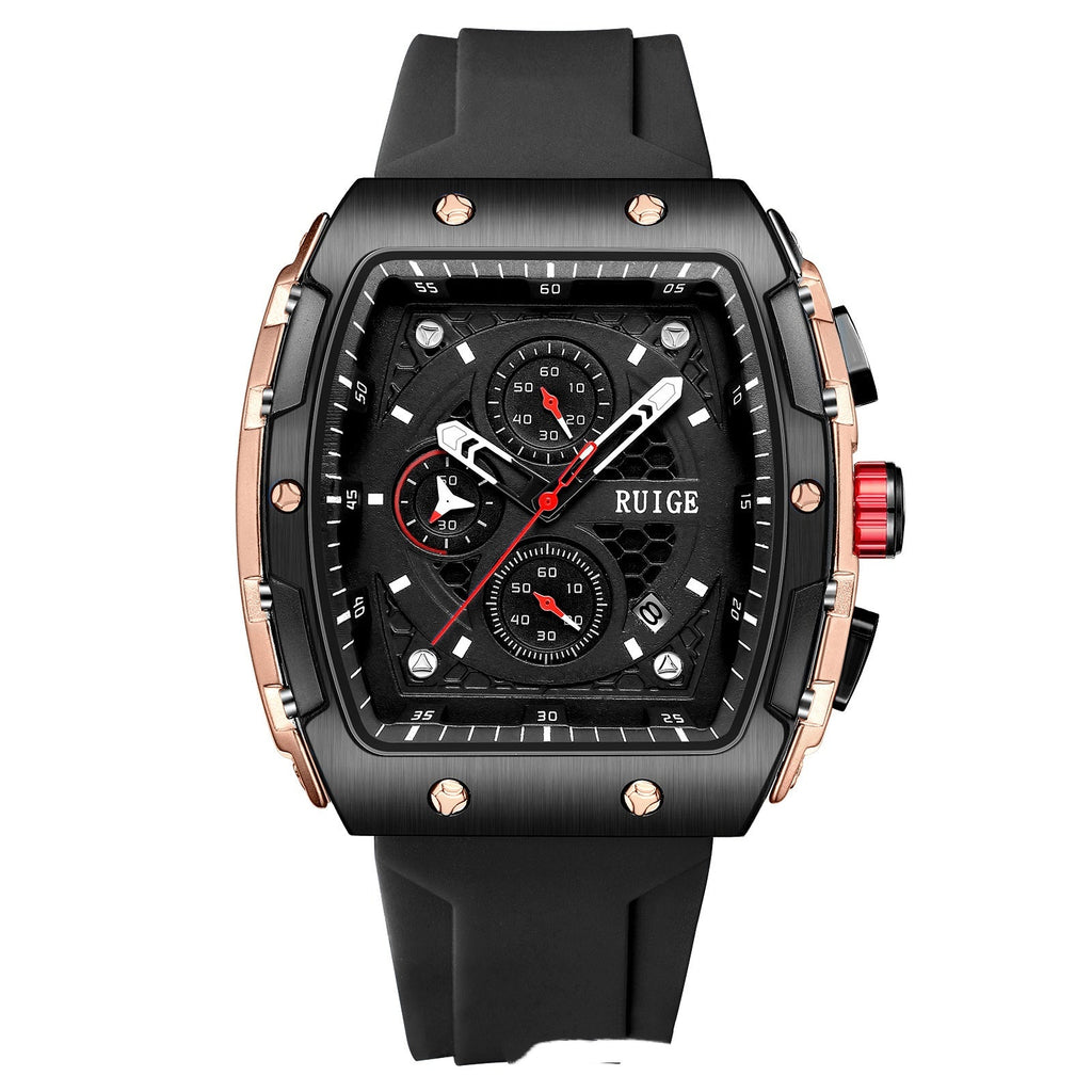 RuiGe Brand Watch Outdoor-style Barrel-shaped Wristwatch