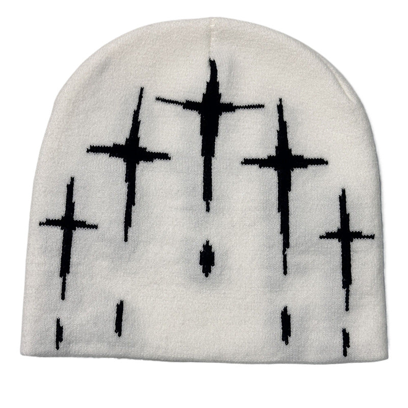Starry Y2K Trendy Retro Knit Unisex Cross Knit Cap