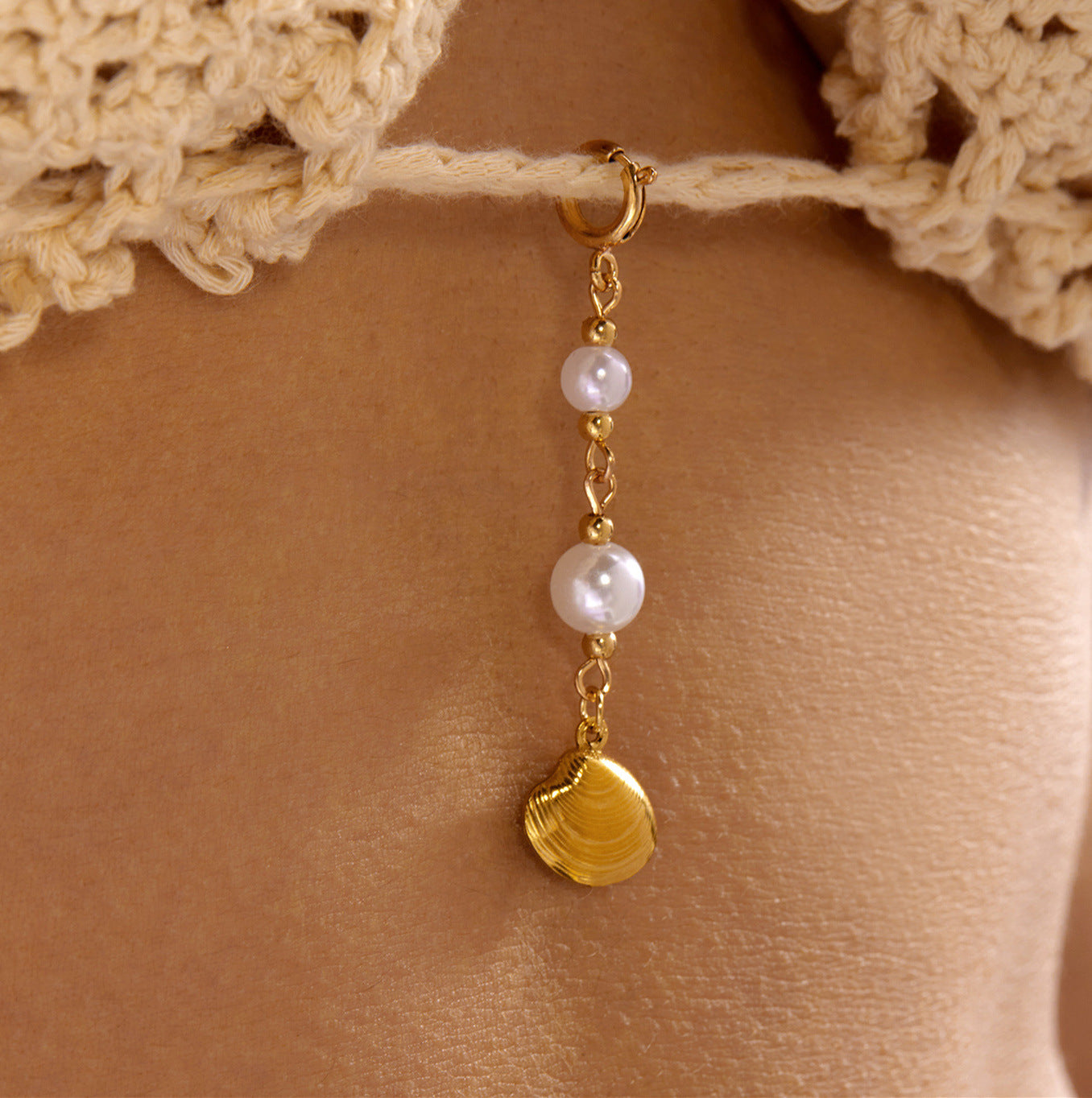 Stainless Steel Shell And Starfish Bikini Pendant Chest Clasp