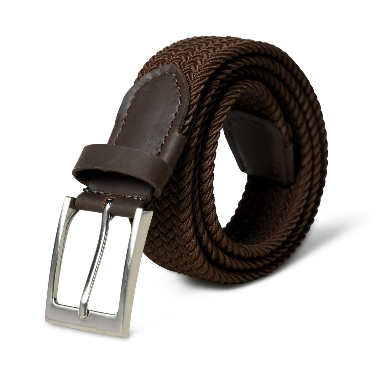 Ceinture tressée en toile marron