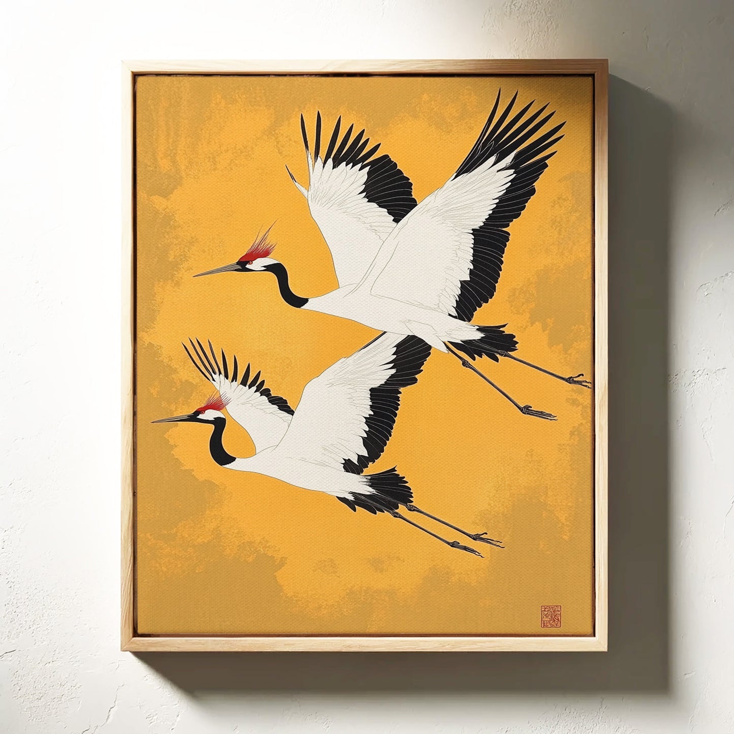 Japanische Mandschurenkraniche – Elegante, minimalistische Wandkunst