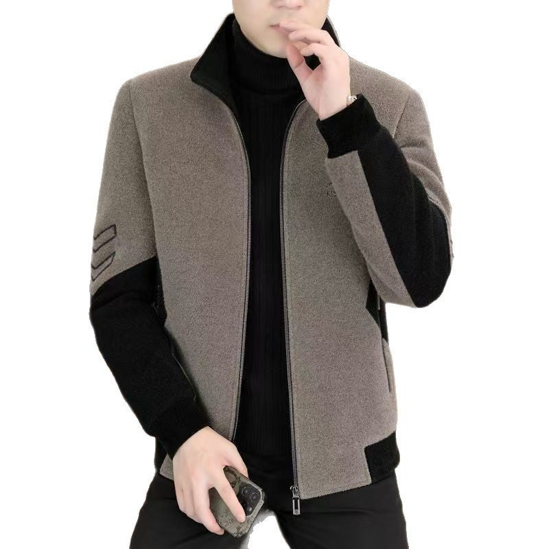 Mens Stand-Neck Jacket With Fleece Lining And Thickened Outerwear