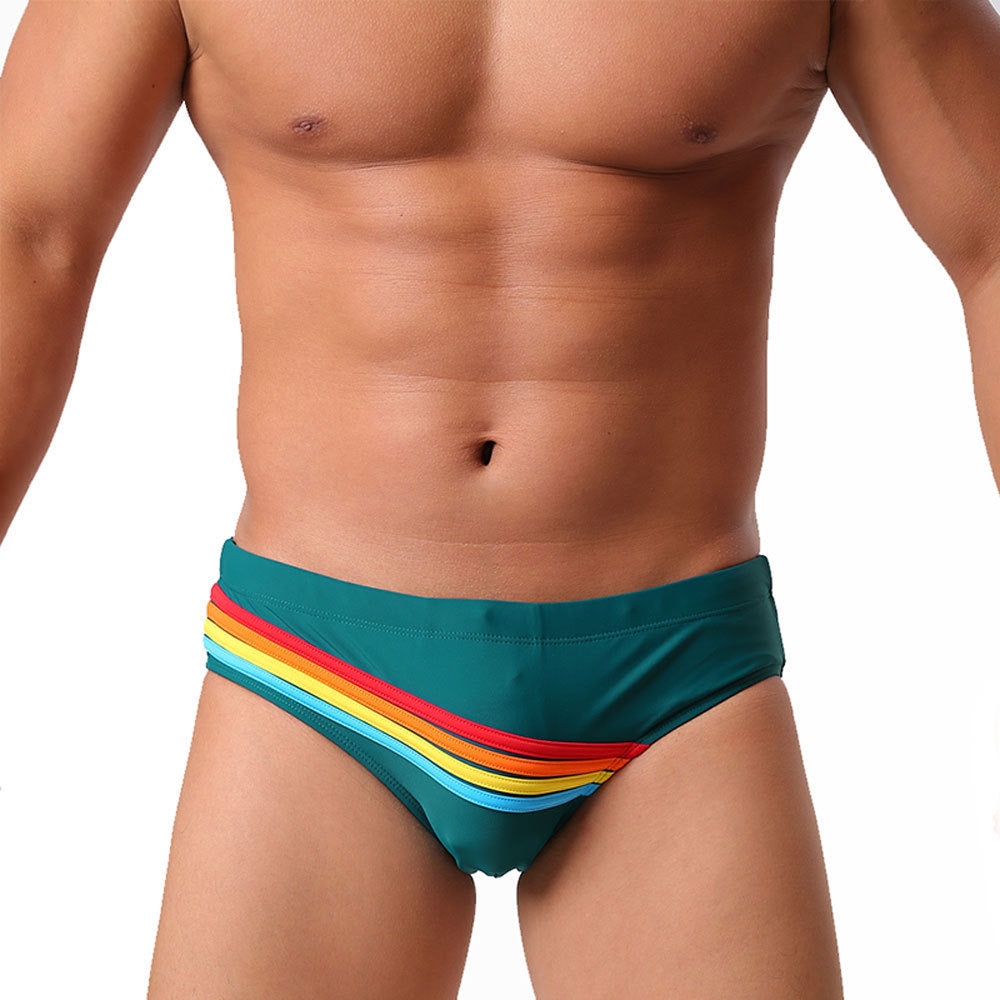 Triangular Three-dimensional Rainbow Swim Trunks Simple Stylish And Form-fitting