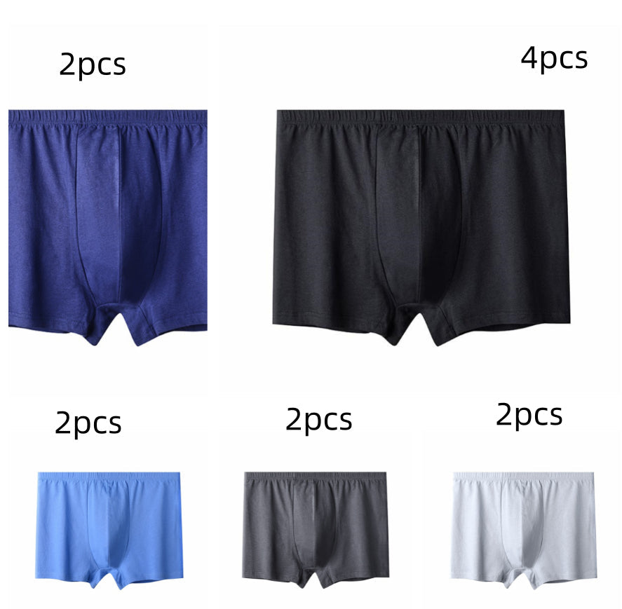 Men's High-waisted Pure Cotton Plus Size Loose Deep-crotch Cotton Breathable Boxer Shorts