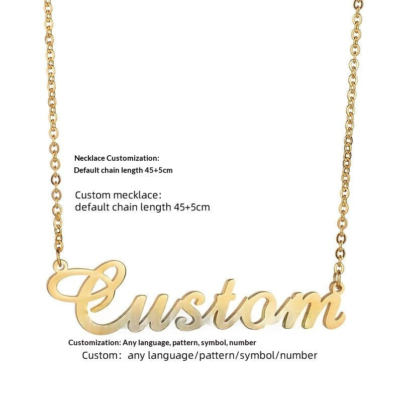 Stainless Steel Name Necklace Electroplated With Real Gold In English