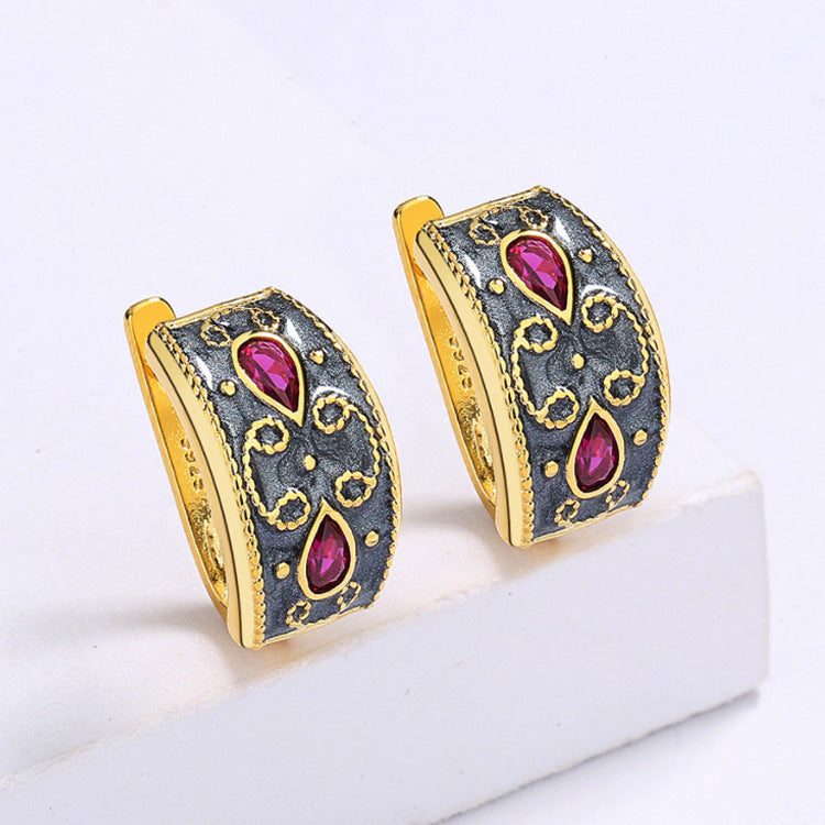 Classic Retro Exquisite Enamel Jewelry Three-piece Set