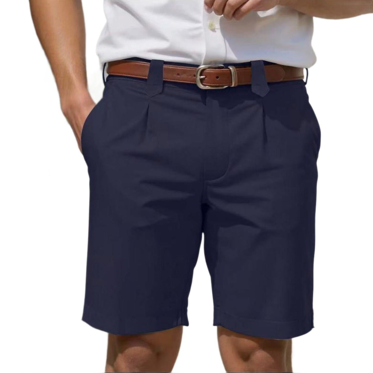 Business-Casual Slim-Fit Straight-Leg Shorts For Men