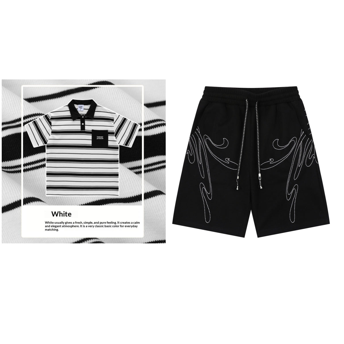 Loose-fitting Polo Shirt With A Lapel Collar Short-sleeved Striped T-shirt