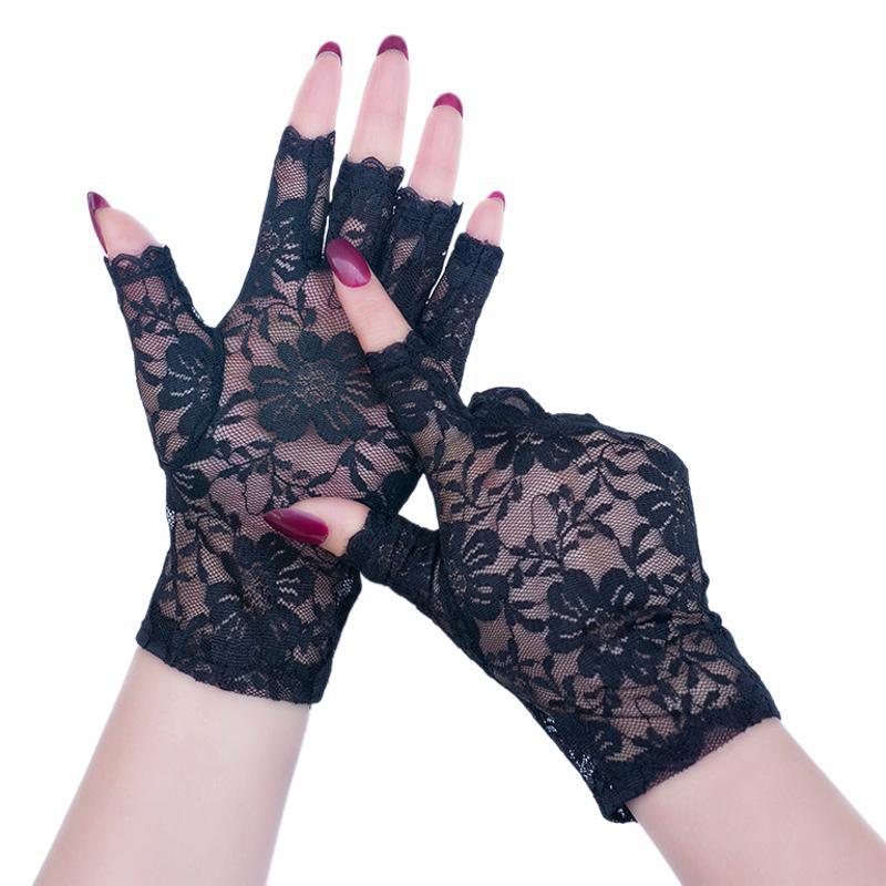 Half Finger Lace Sun Protection Gloves For Women Summer