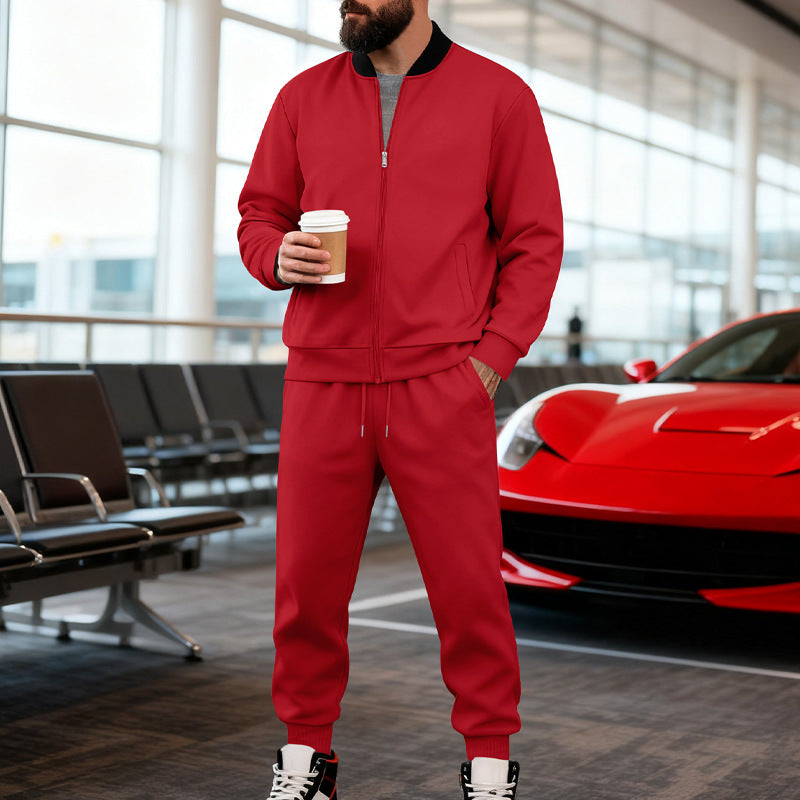 Mens Yolk-zip Baseball Jacket And Sportswear Set