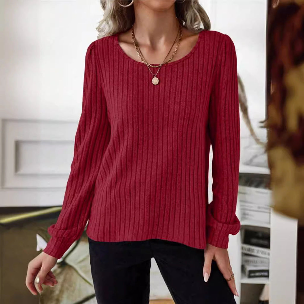 Casua Relaxed-fit Solid-color V-neck Sweater