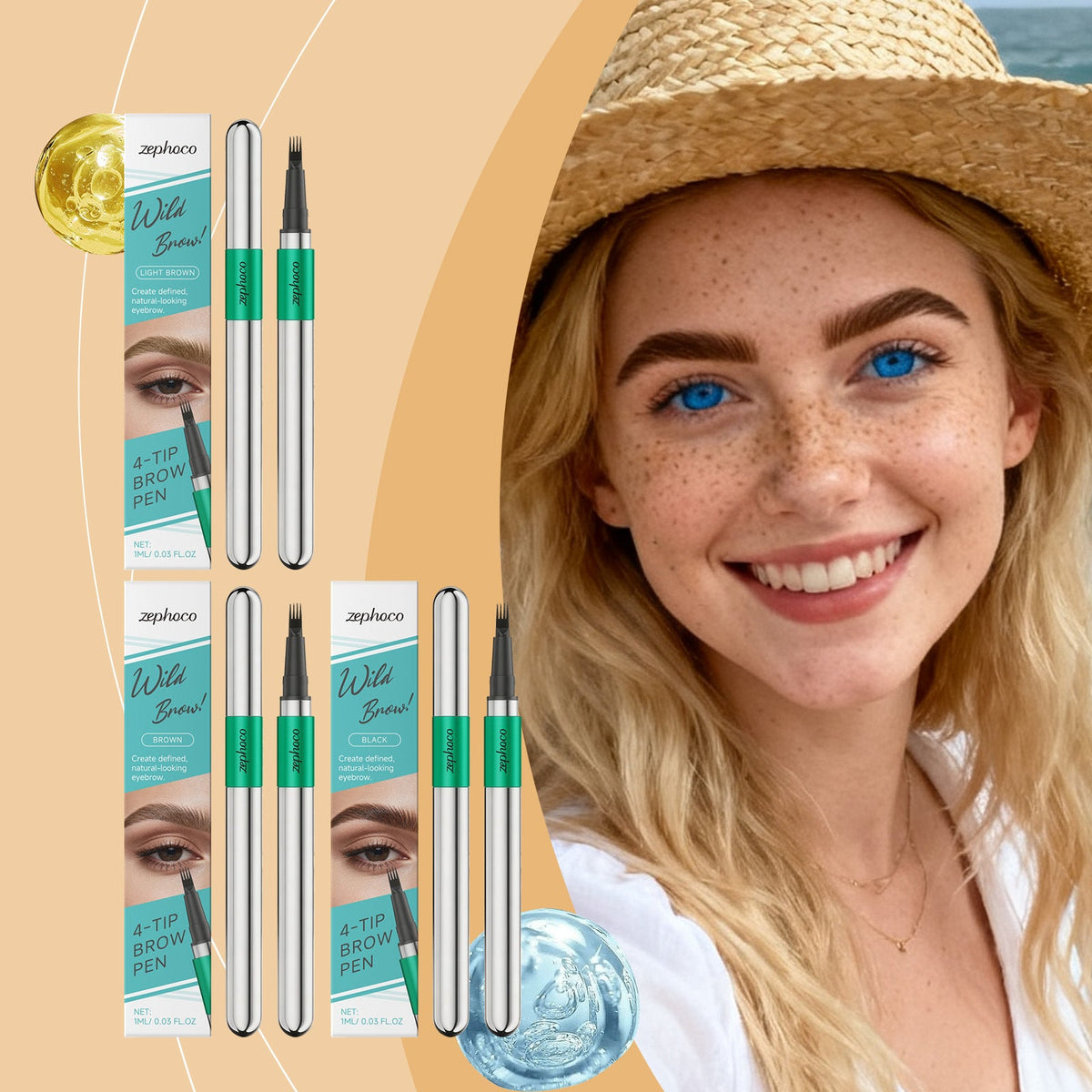 Three-dimensional Natural Four-pronged Eyebrow Pencil