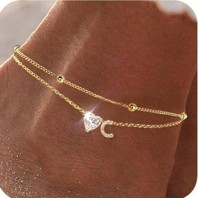 Womens Adjustable Delicate Versatile Double-layer Anklet Set
