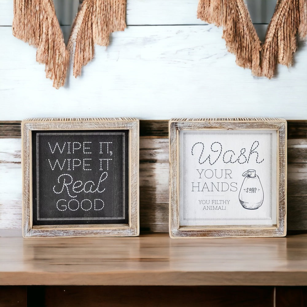 Doppelseitiges Humorvolles Badezimmer-Schild "Wipe It Real Good" Erinnerung Hände Waschen Nach Gebrauch
