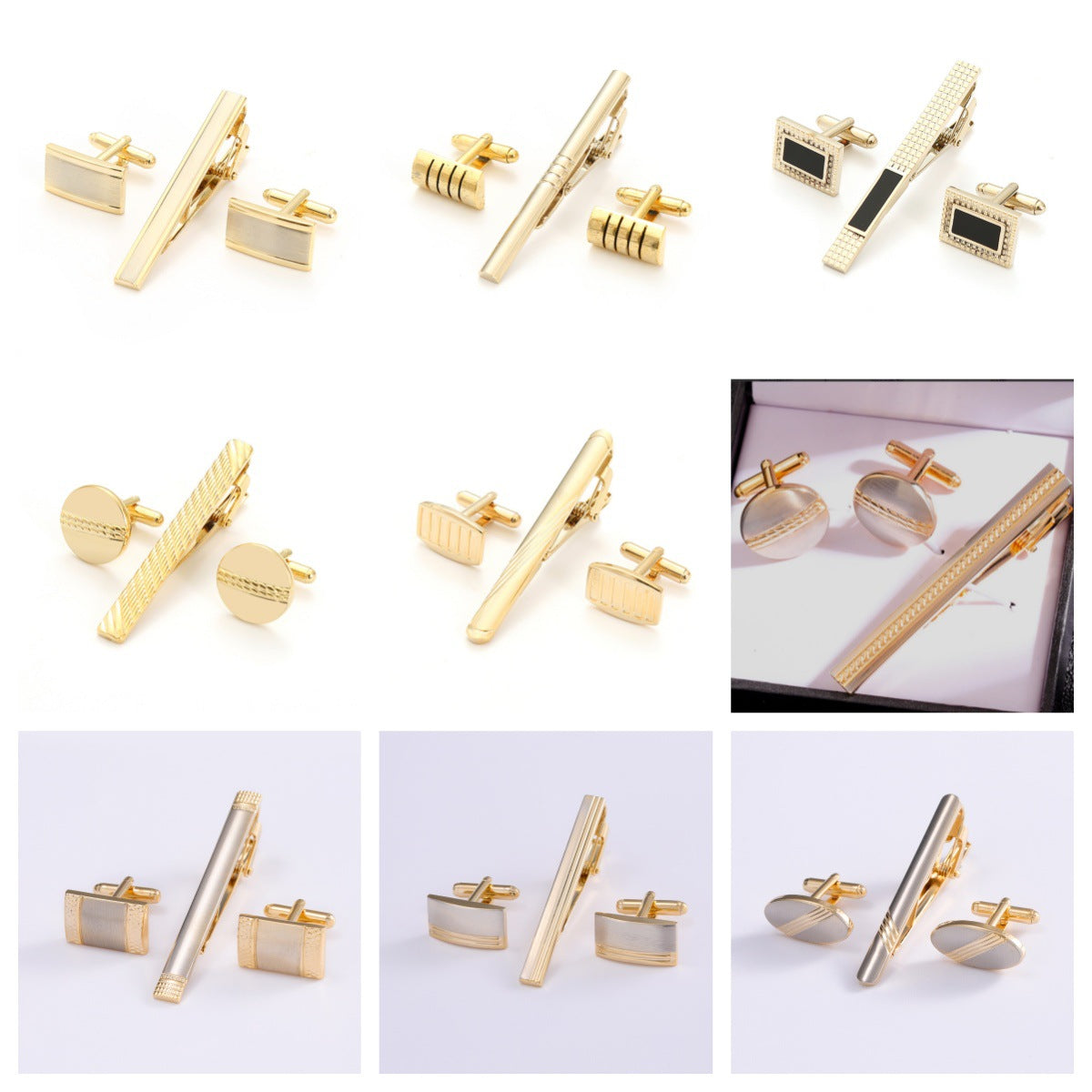 Mens Formal Business Cufflinks And Tie Clip Set