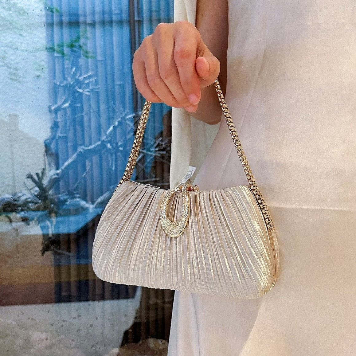 New Satin Pleated Evening Bag For Women