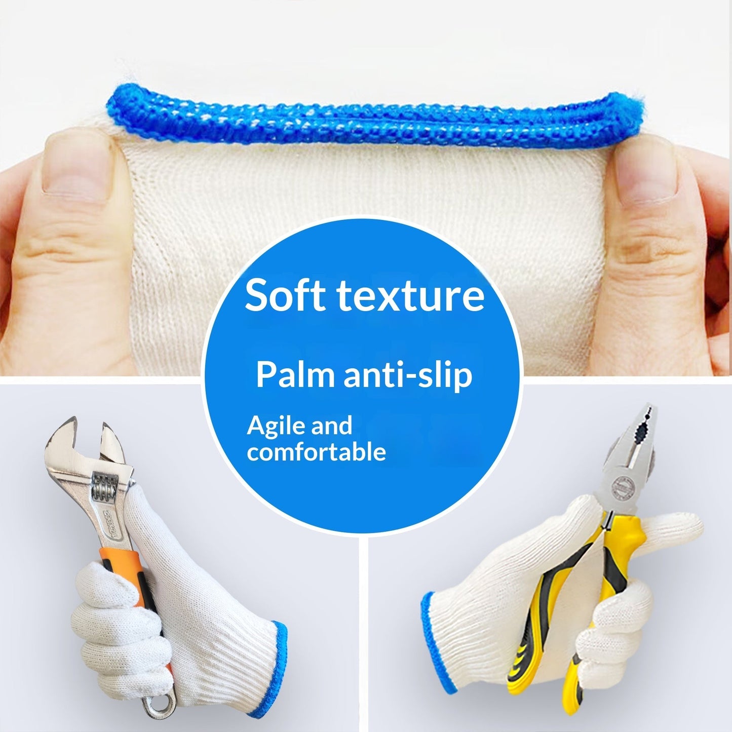 Industrial Non-slip White Cotton Gloves