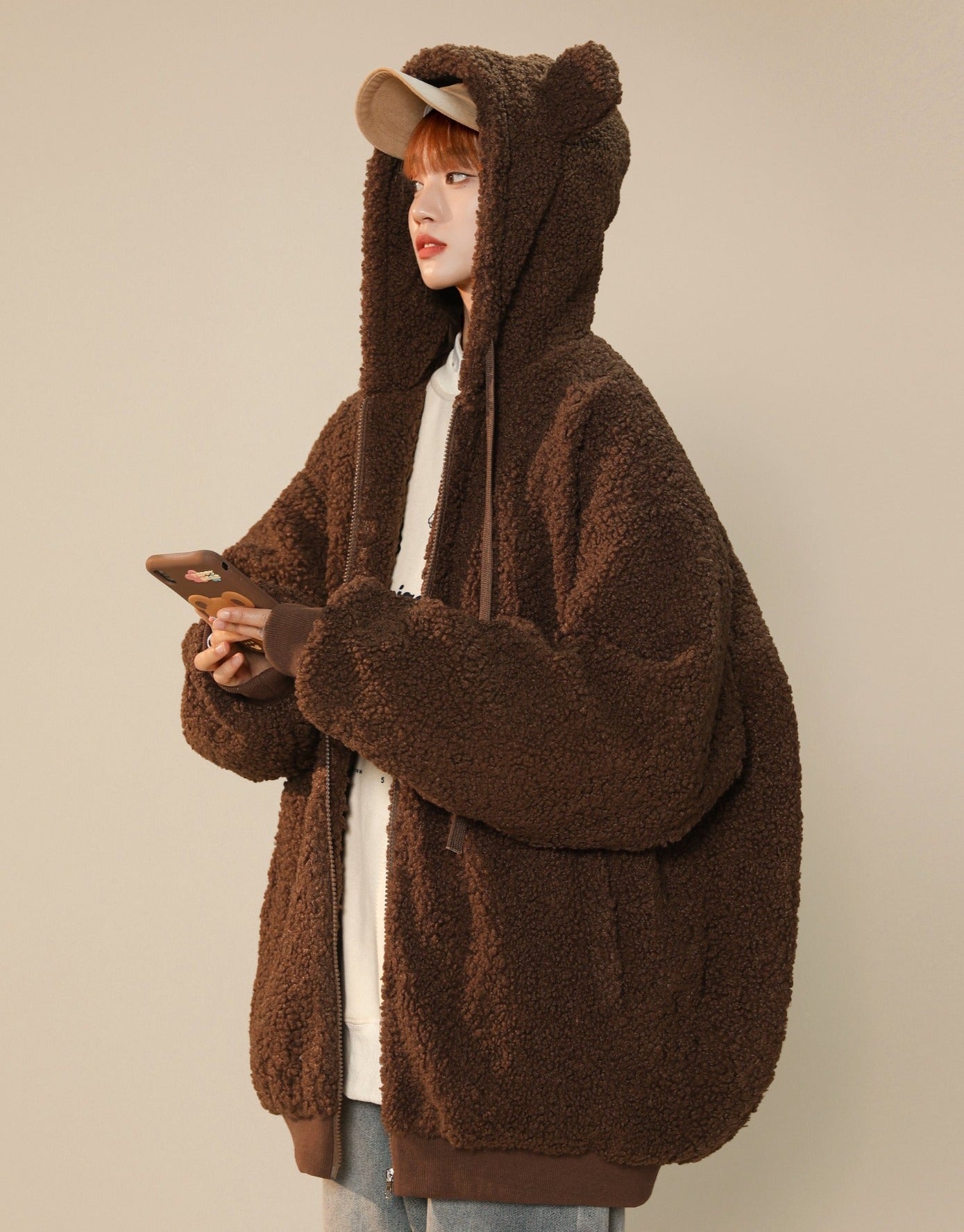 Women's Furry Bunny Ears Winter Jacket