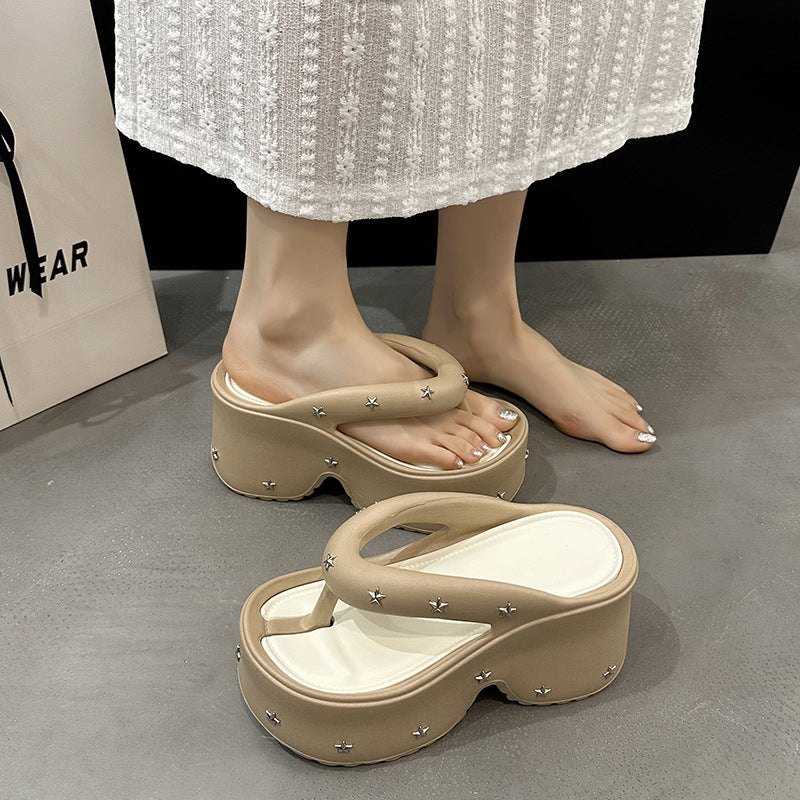 Fashionable Thick-soled Flip-flops For Women Suitable For Outdoor Wear
