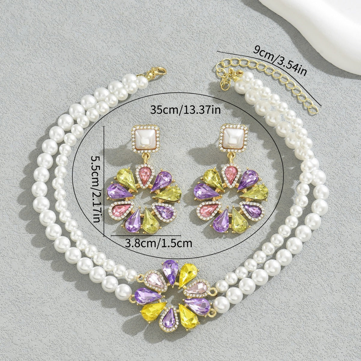 Cross-border Vintage Commute Style Women Jewelry Set, Floral Design Versatile Niche Premium Texture Beaded Matching Necklace & Earrings