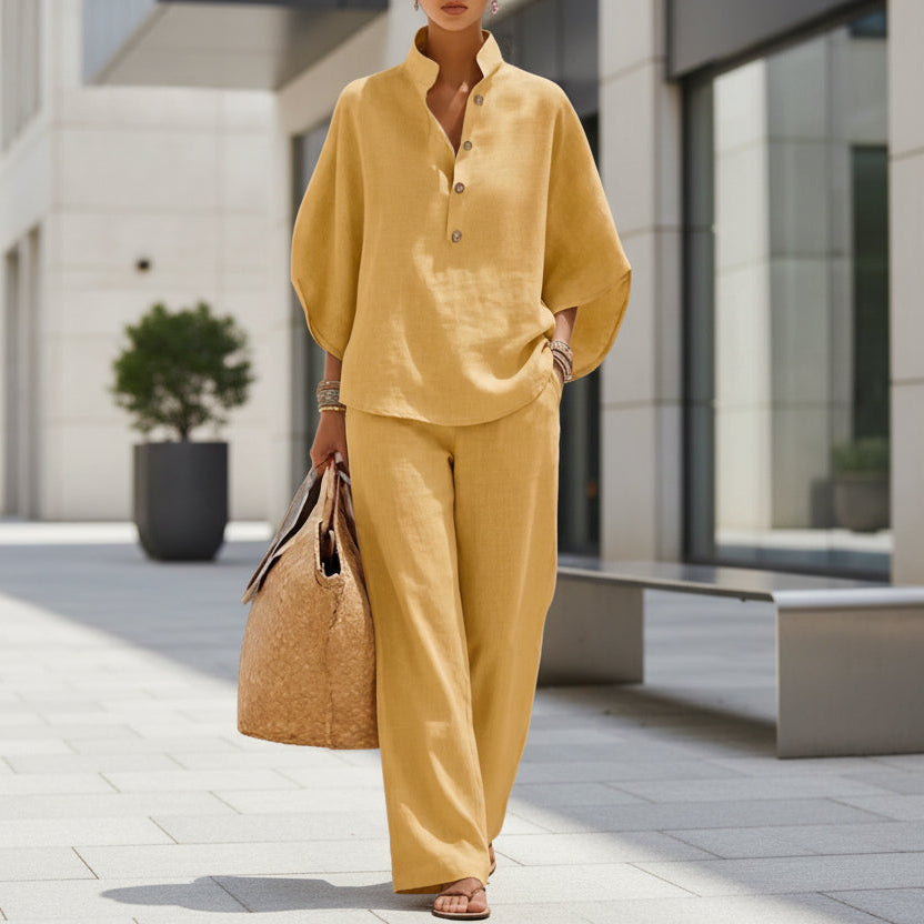 Women’s Casual Shirt and Full-Length Pants Set