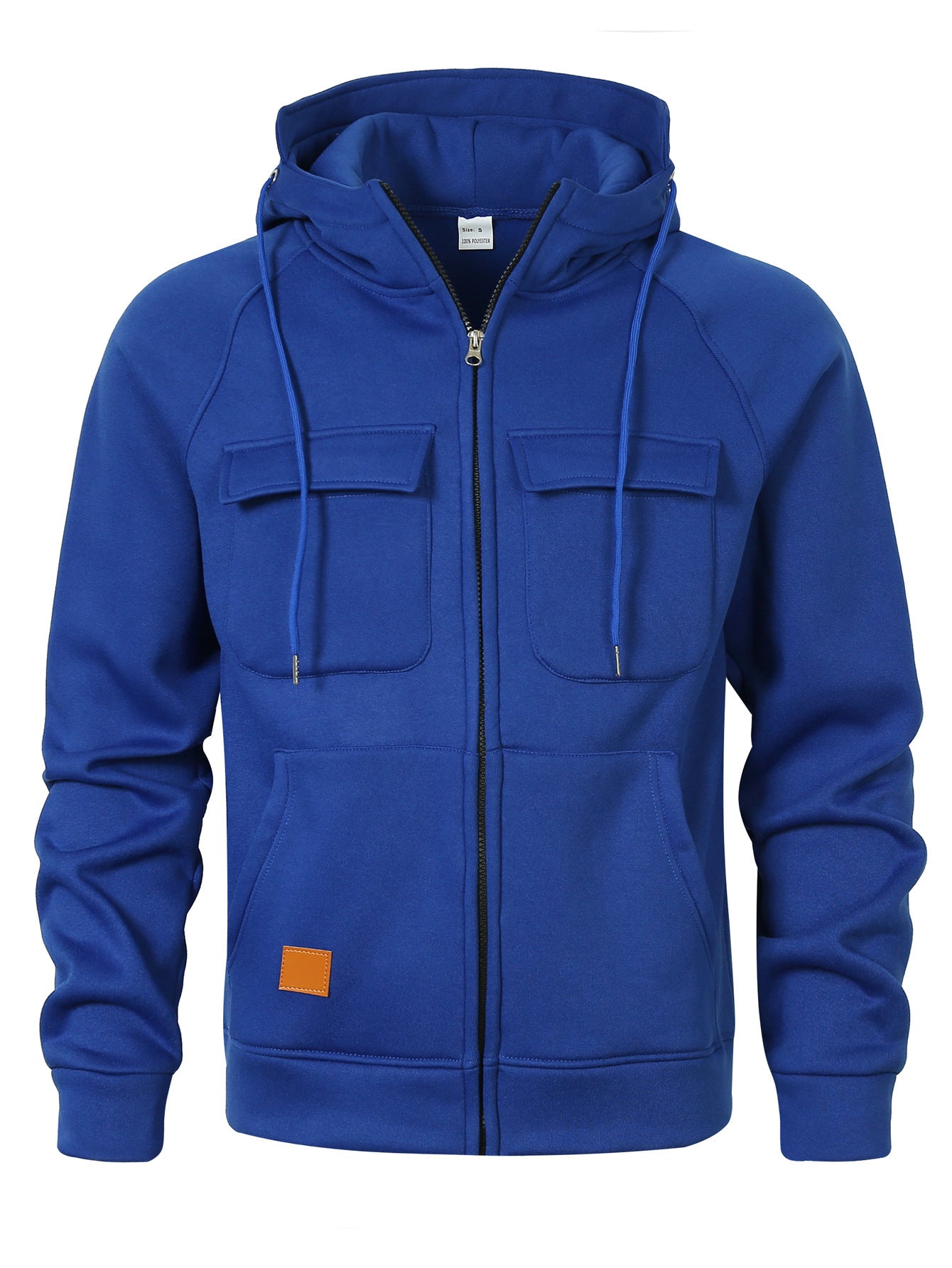 Mens Loose-Fit Hoodie With Multiple Pockets And A Stand-Up Collar