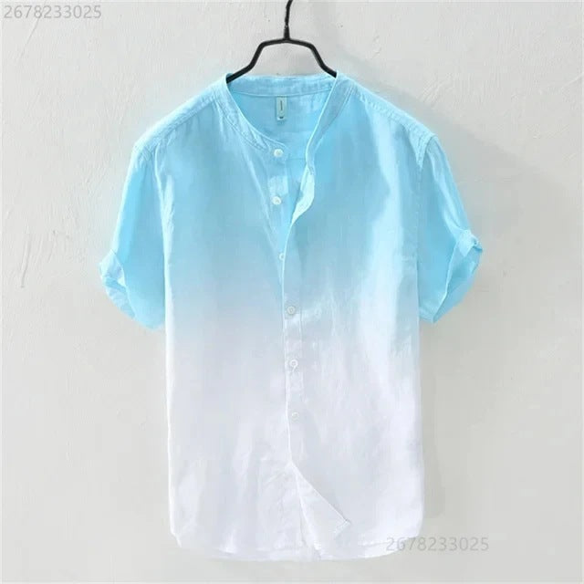Breathable Comfortable Resort-style Ombre Short-sleeve Shirt