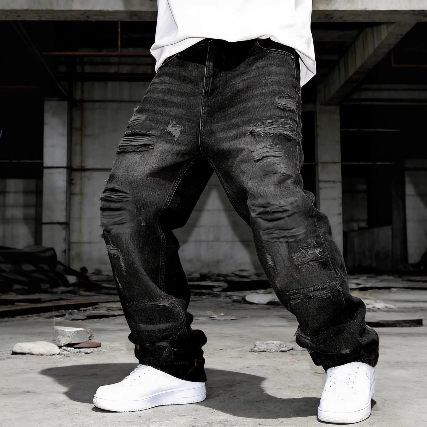 Retro Casual Personalized Patchwork Straight-leg Loose-fit Pants