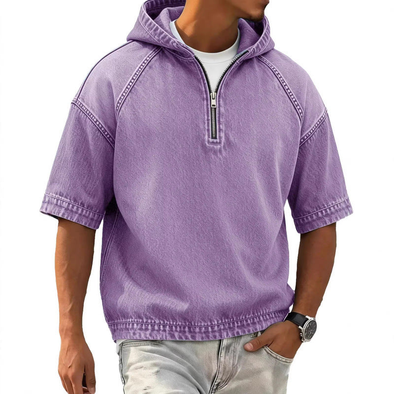 Sports Hoodie With A Half-zip And Hood