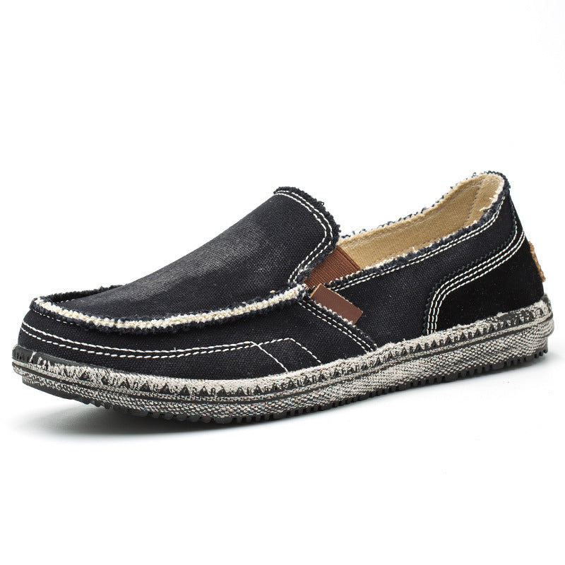 Mens Casual Canvas Loafer Shoes Fashionable Washed Denim