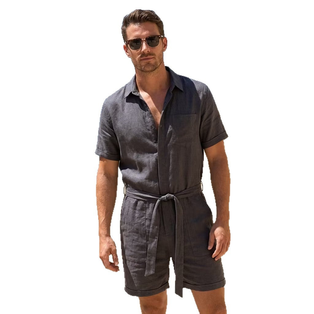 Casual Stylish Mens Short-sleeve Romper Shorts