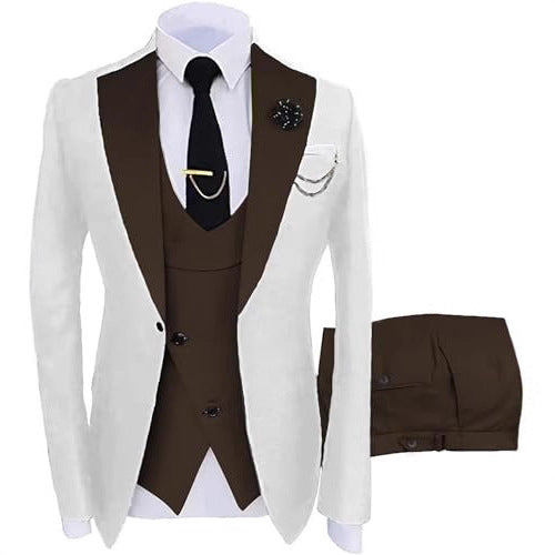 Mens Three-piece Mixed-color Suit